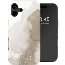 Selencia Vivid Tough Backcover met MagSafe voor de iPhone 16 - Marble Light Brown