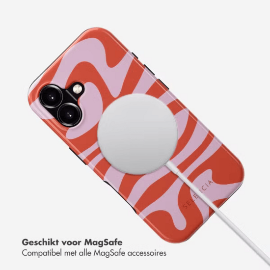 Selencia Vivid Tough Backcover met MagSafe voor de iPhone 16 - Dream Swirl Pink