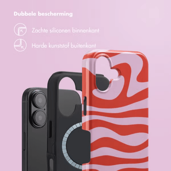 Selencia Vivid Tough Backcover met MagSafe voor de iPhone 16 - Dream Swirl Pink